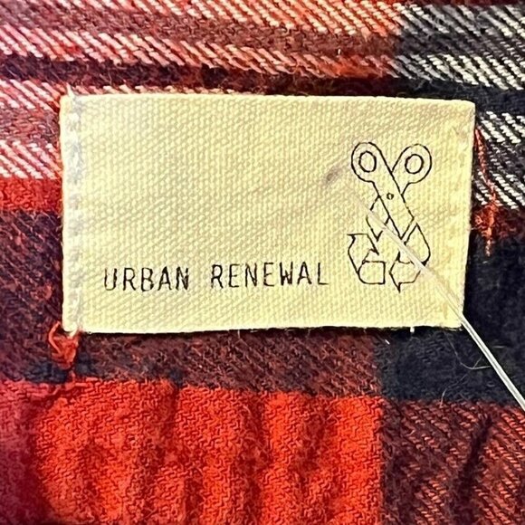 Urban Renewal Mens Flannel Shirt Plaid Dip Bleached Button Down Grunge Large - Picture 5 of 6